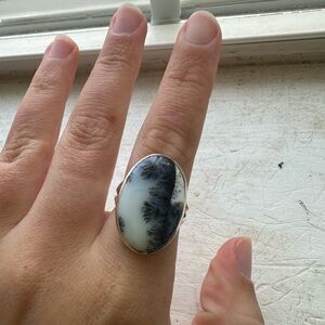 Sterling Silver 925 Dendritic Opal Ring